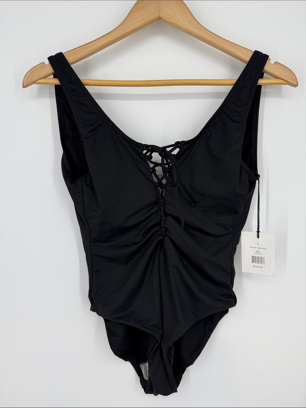 Onia Black Bridget Lace-Up One-Piece Swimsuit NWT Large